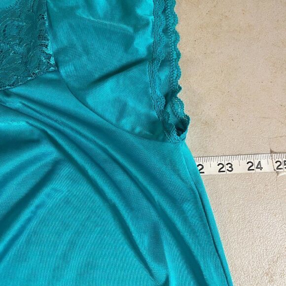 Vintage Teal Shadowline Lace Nightgown Medium - Picture 8 of 10